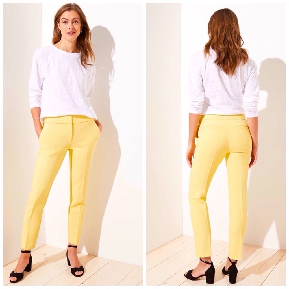 LOFT Marisa Skinny Ankle Dress Pants Buttercream Yellow Size 8 - Picture 3 of 12